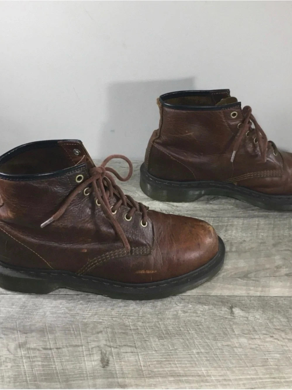 Doc Dr. Martens 101 Harvest Brown Leather Lace Up Mens Combat Work Boots Size 10